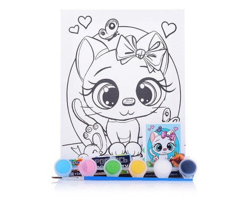 Холст для росписи 15*20 см "Кошечка с бантиком"