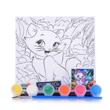 Холст по номерам 15*15 см "Кошечка мари"