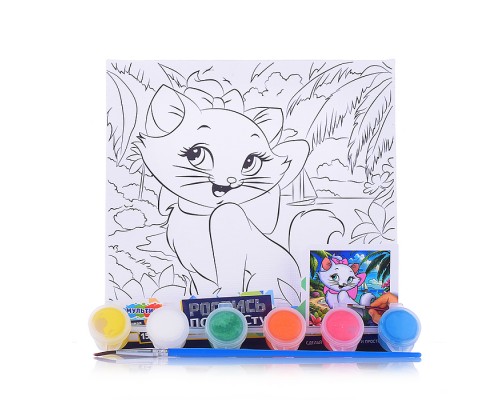 Холст по номерам 15*15 см "Кошечка мари"