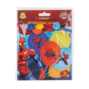 Латексные шары - набор 5 шт. "Спайдермен" цветное