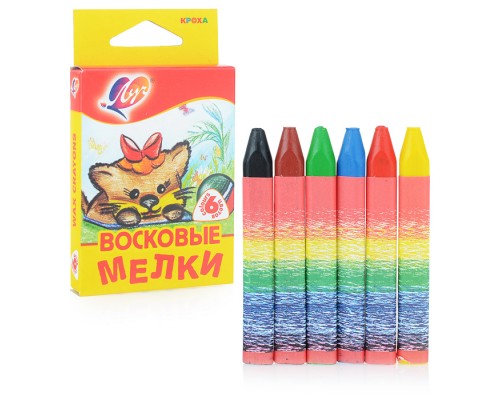 Мелки восковые 6 цв на масляной основе "Кроха" (треугольные)