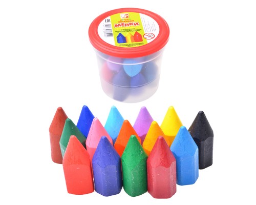 Мелки восковые 15цв. в стакане