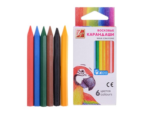 Мелки восковые 6цв. (шестигранные)