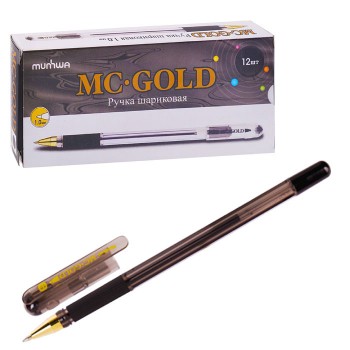 Ручка шариковая "MC Gold" черная, 1,0мм, грип, штрих-код