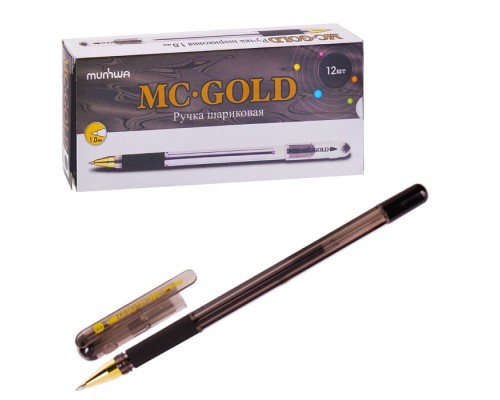Ручка шариковая "MC Gold" черная, 1,0мм, грип, штрих-код