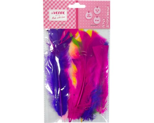 Перья декоративные "DIY" натуральные индюшиные, размер 15-20 см, 12 шт, цвет ассорти