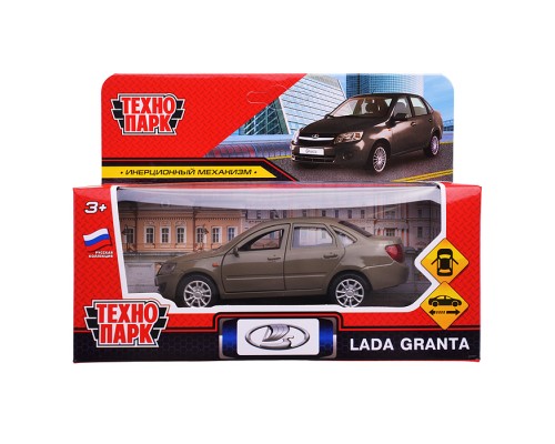 Машина металл LADA Granta 11,5 см, (двери, коричневый) инерц,