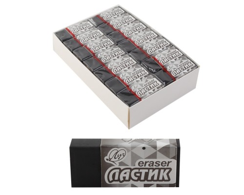 Ластик Л3, 45х19х10 мм, черный, картонный держатель