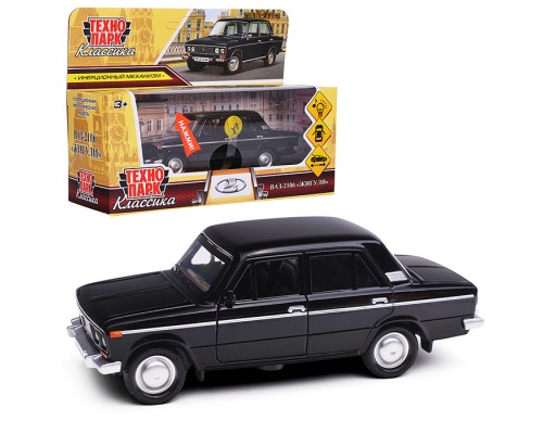 Машина металл ВАЗ-2106 Жигули, 12 см (свет-звук, двер, черный) инерц., в коробке