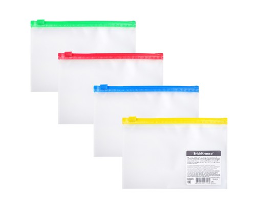 ZIP-пакет пластиковый Fizzy Clear c цветной молнией, C6, ассорти (12 шт.)