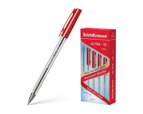 Ручка шариковая ULTRA-10, цвет чернил красный
