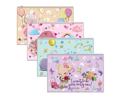 Zip-пакет пластиковый Cute Animals, B5, ассорти (в пакете по 12 шт.)