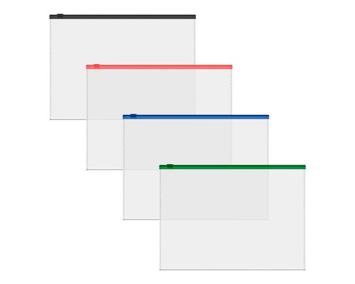 Zip-пакет пластиковый Fizzy Clear, c цветной молнией, A5+, прозрачный, ассорти (в пакете по 12 шт.)