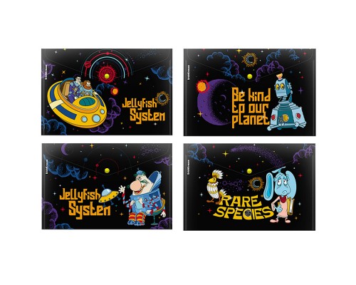 Папка-конверт на кнопке пластиковая "Тайна третьей планеты" A4, ассорти (в пакете по 12 шт.)