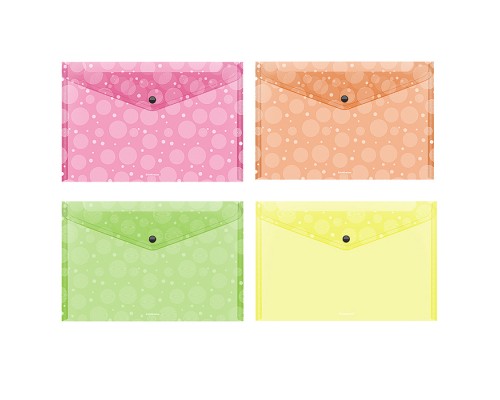 Папка-конверт на кнопке пластиковая Neon Dots, A4, ассорти