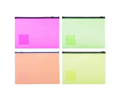 Zip-пакет пластиковый Fizzy Neon, А5+, полупрозрачный, ассорти