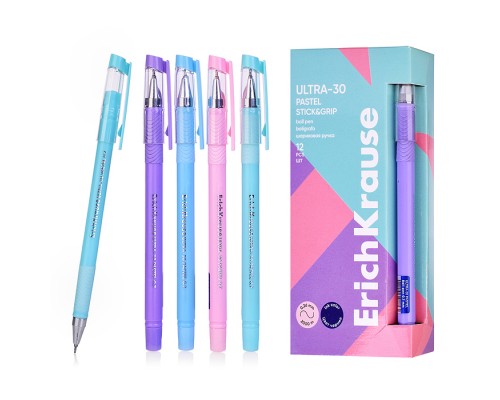 Ручка шариковая ULTRA-30 Stick&Grip Pastel 0.7, Super Glide Technology, цвет чернил синий