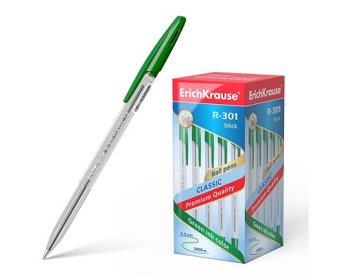Ручка шариковая Stick Classic 1.0, цвет чернил зеленый