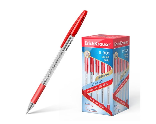 Ручка шариковая Stick&Grip Classic 1.0, цвет чернил красный