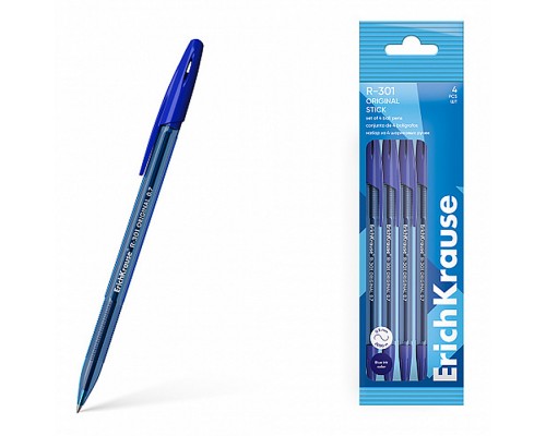 Набор из 4 ручек шариковых Stick Original  1.0, цвет чернил синий (в пакете)