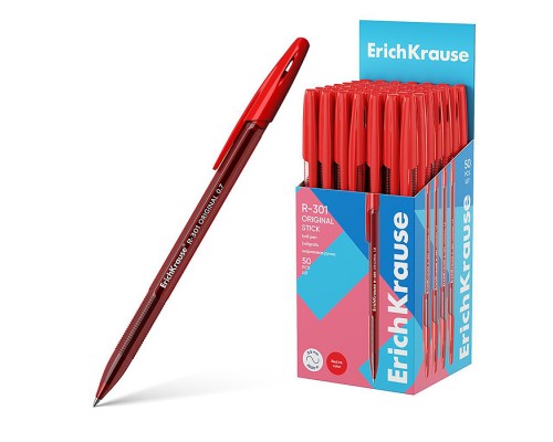 Ручка шариковая R-301 Stick Original 1.0, цвет чернил красный (в коробке по 50 шт.)