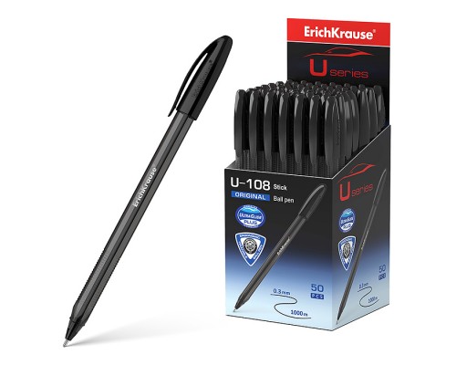Ручка шариковая U-108 Stick Original 1.0, Ultra Glide Technology, цвет чернил черный (в коробке по 50 шт.)