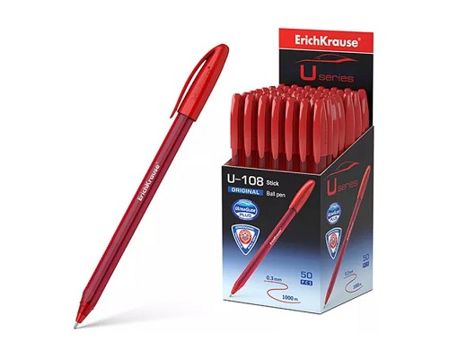 Ручка шариковая U-108 Stick Original 1.0, Ultra Glide Technology, цвет чернил красный (в коробке по 50 шт.)