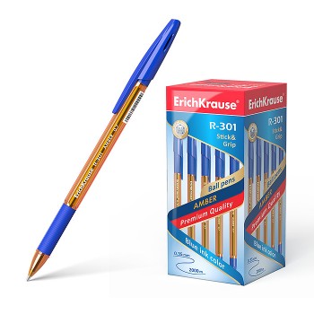 Ручка шариковая R-301 Stick&Grip Amber 0.7, цвет чернил синий