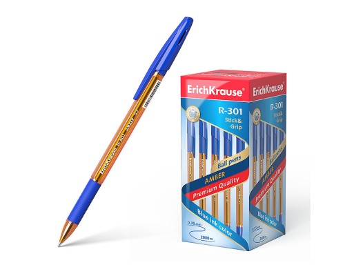 Ручка шариковая R-301 Stick&Grip Amber 0.7, цвет чернил синий
