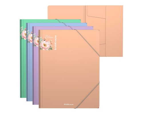 Папка на резинках пластиковая Matt Pastel Bloom, A4, ассорти (в пакете по 4 шт.)