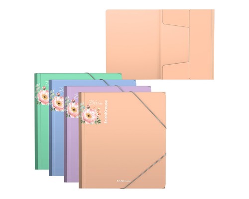Папка на резинках пластиковая Matt Pastel Bloom, A5+, ассорти