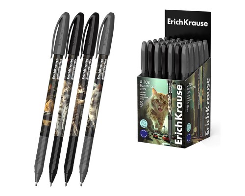 Ручка шариковая U-108 Stick Big City Cats 1.0, Ultra Glide Technology, цвет чернил синий