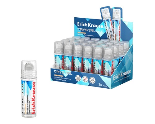 Клей канцелярский Crystal, повышенной прозрачности, 30мл (в дисплее по 24 шт.)