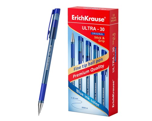 Ручка шариковая ULTRA-30 Stick&Grip Original 0.7, Super Glide Technology, цвет чернил синий