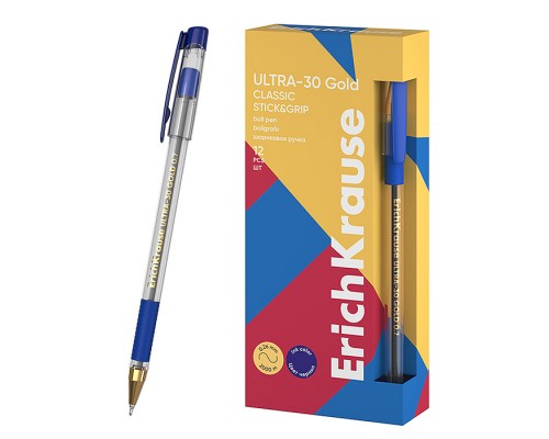 Ручка шариковая ULTRA-30 Gold Stick&Grip Classic 0.7, Super Glide Technology, цвет чернил синий