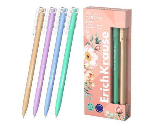 Ручка шариковая Slim Stick Pastel Bloom 0.7, цвет чернил синий