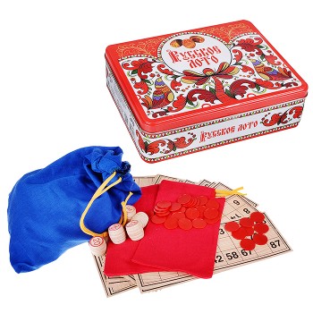 Лото Русское "Узоры" (жестяная коробка)