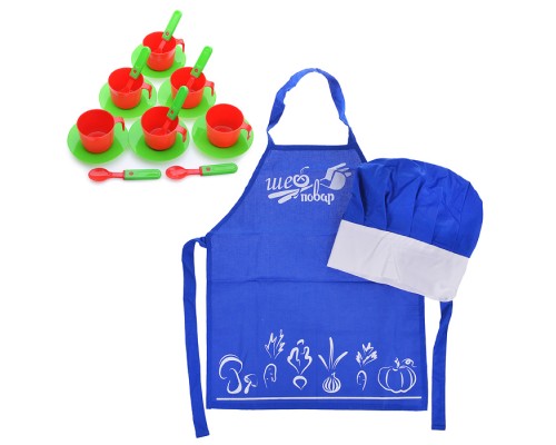 Набор Шеф-повар (20 предметов: фартук, колпак, посуда) цвета в ассортименте