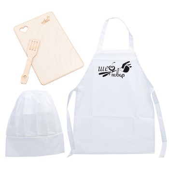 Набор Шеф-повар (фартук, колпак, доска, лопатка)  х/б