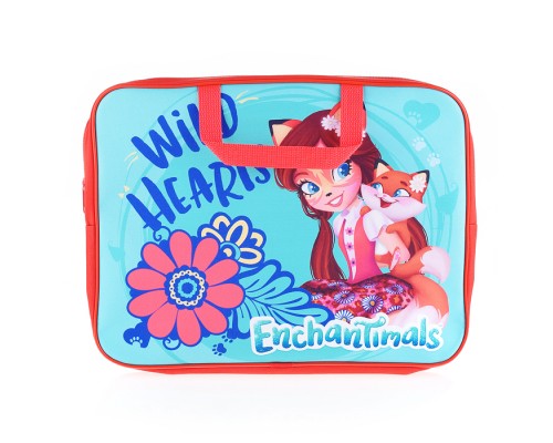 Папка-сумка "Enchantimals" с ручкой, А4, текстильная, увеличенная боковина 75мм