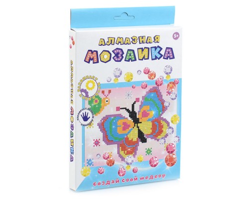 Алмазная мозаика "Бабочка" 20х15см, частичное заполнение
