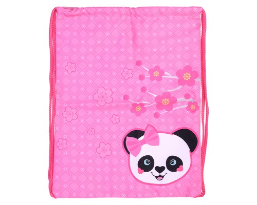 Мешок для обуви "Панда на розовом" 1 отделение, 330х420мм, петля для подвеса, полиэстер, 210 ден