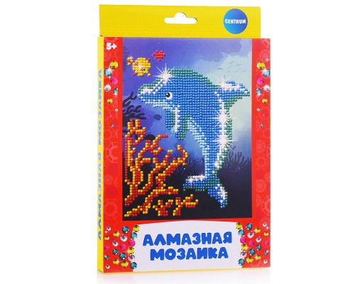 Алмазная мозаика "Дельфин" 20х15см, частичное заполнение