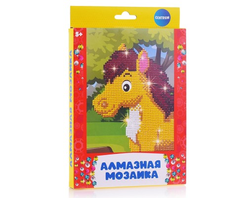 Алмазная мозаика "Конь" 20х15см, частичное заполнение