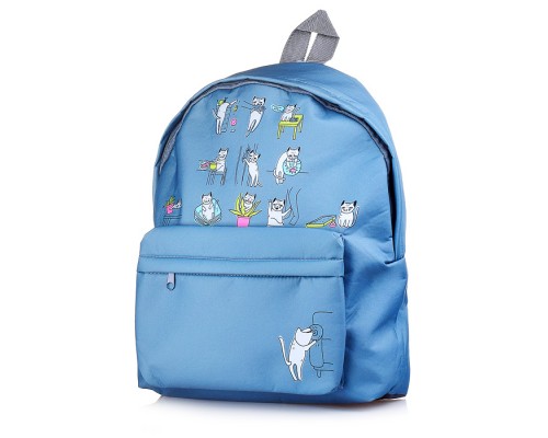 Рюкзак мягкий "Коты-хулиганы серые" 1 отделение, на молнии с двумя бегунками, большой карман на молнии снаружи, мягкие наплечники, с подкладкой, материал полиэстер, размер 39х30х14см