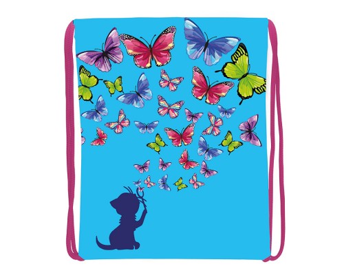 Мешок для обуви "Бабочки" 1 отделение, 330х420мм, петля для подвеса, полиэстер, 210 ден