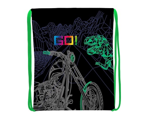 Мешок для обуви "Go Dino" 1 отделение, 370х470мм, петля для подвеса, полиэстер, 210 ден