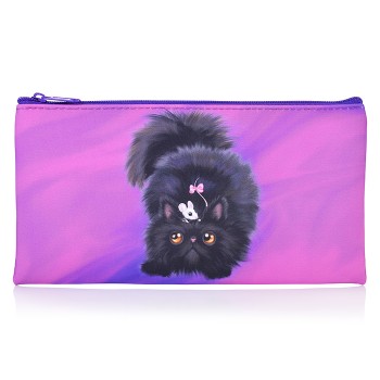 Пенал плоский "Черный кот" 20,5х10,8см, из полиэстера, 210 ден