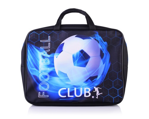 Папка - сумка "Футбол" А4, боковина - 75 мм. Предназначена для хранения альбомов, рисунков и прочих принадлежностей для школы и творчества. Модель выполнена из  полиэстера. Папка оснащена текстильными ручками, имеется одно основное отделение на 