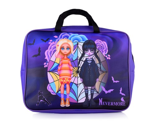 Папка - сумка "Вэнсдэй" А4, боковина - 75 мм. Предназначена для хранения альбомов, рисунков и прочих принадлежностей для школы и творчества. Модель выполнена из  полиэстера. Папка оснащена текстильными ручками, имеется одно основное отделение на